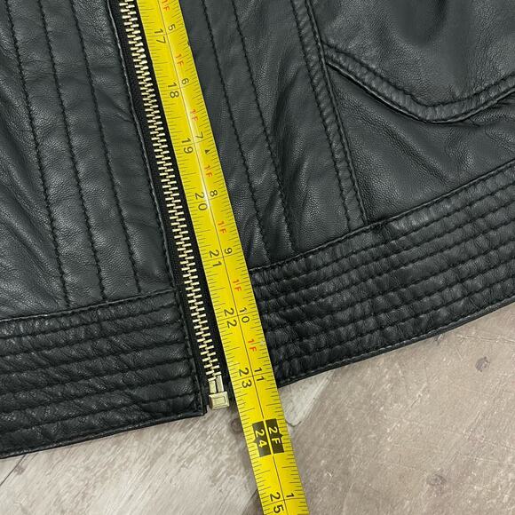 Michael Kors Womens Black Leather Jacket Size XS Classic Zip Up Party Evening - Picture 14 of 14